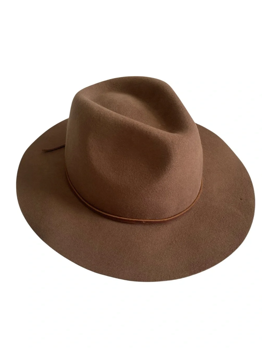 Brixton Wesley Fedora Brown Wool Hat W/ Leather Band Size 7 1/4